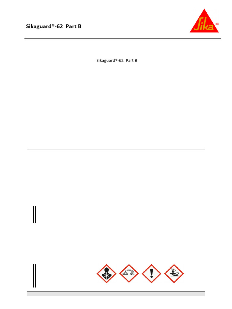 Ficha de Seguridad Sikaguard®-62 Part B | PDF | Toxicología | Agua