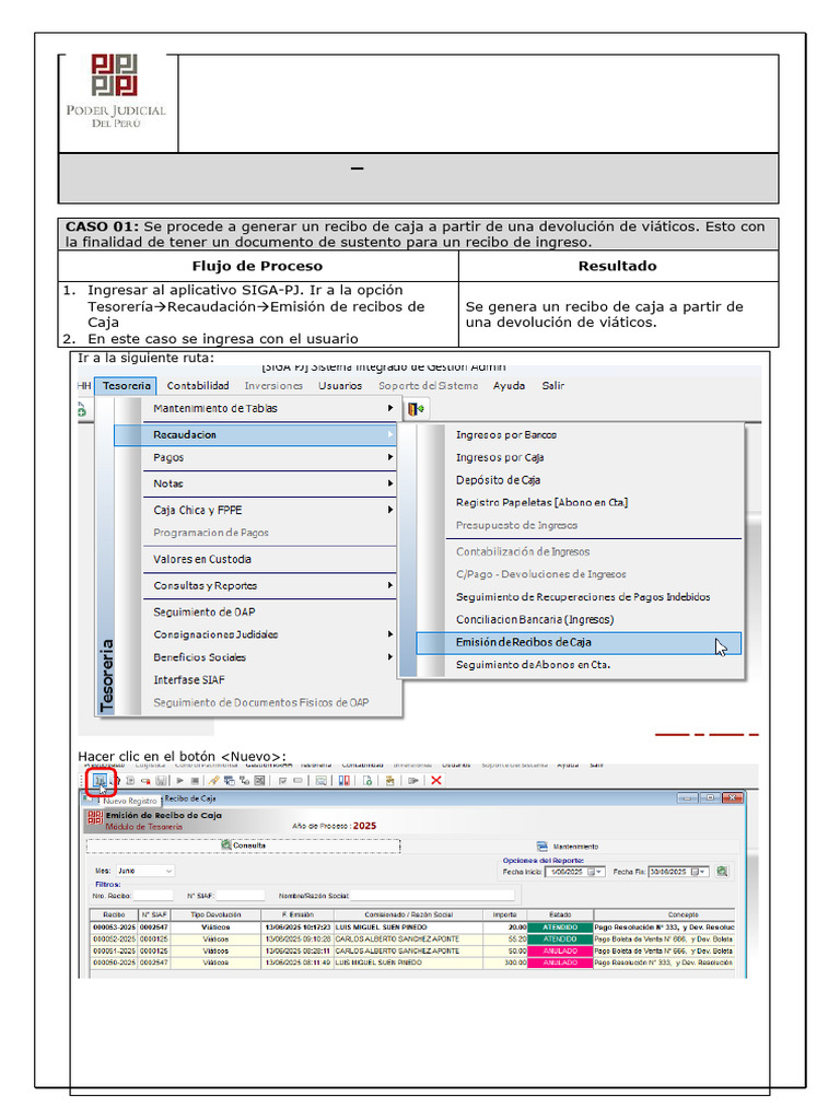 Digitalización de Recibos en SIGA-PJ | PDF | Botón (Computación ...