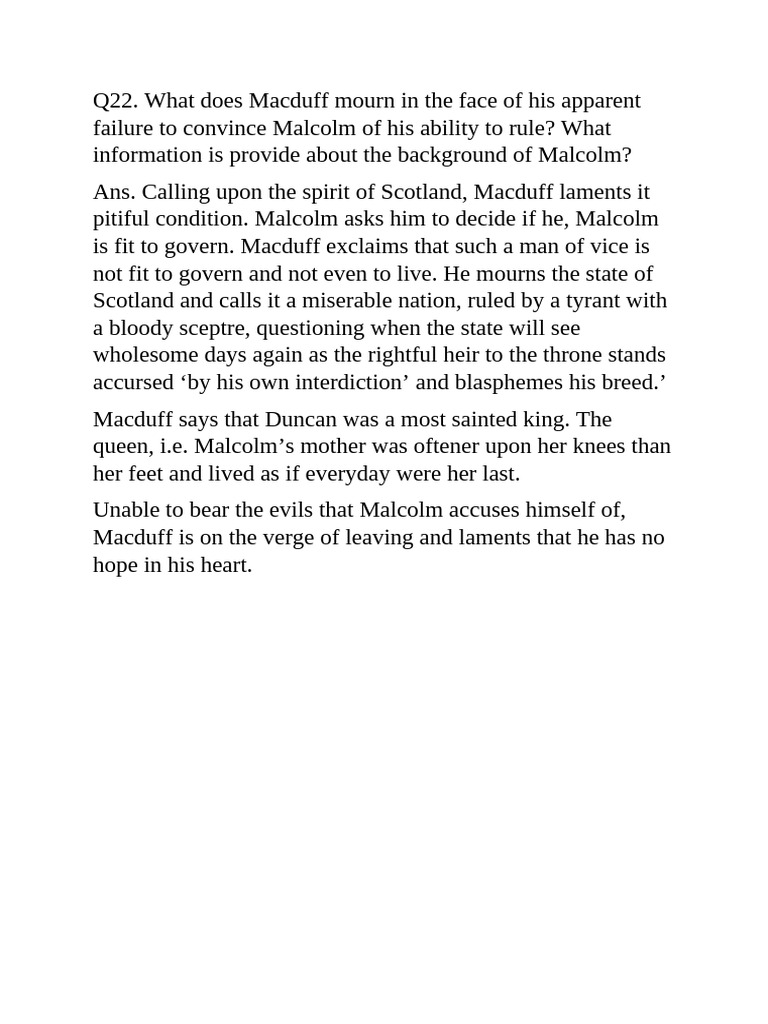 Macbeth Note 22 | PDF