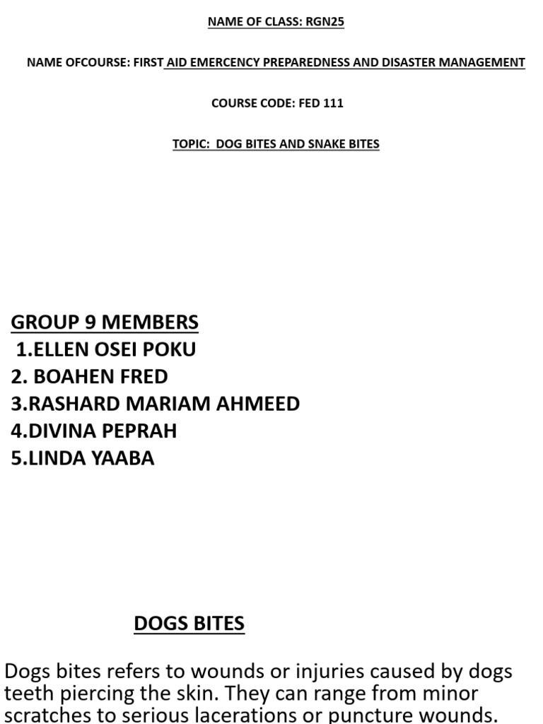 FIRST AID PRESENTATION | PDF | Rabies | Wound