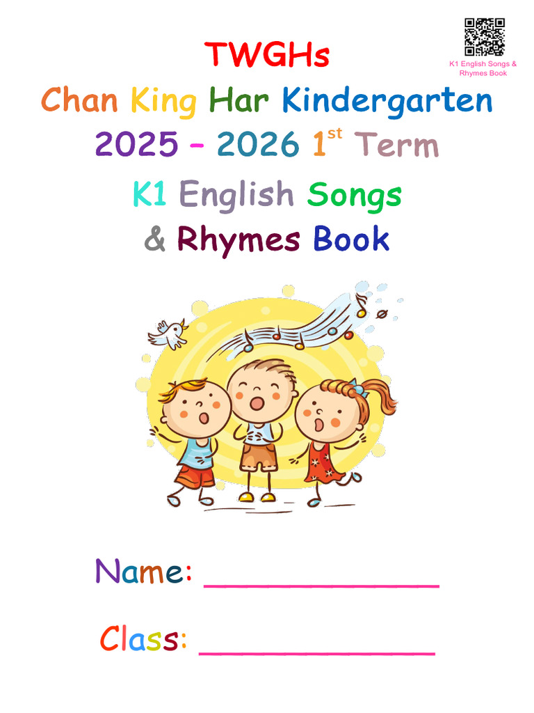 K1 English Songs & Rhymes Book 2025-2026 | PDF