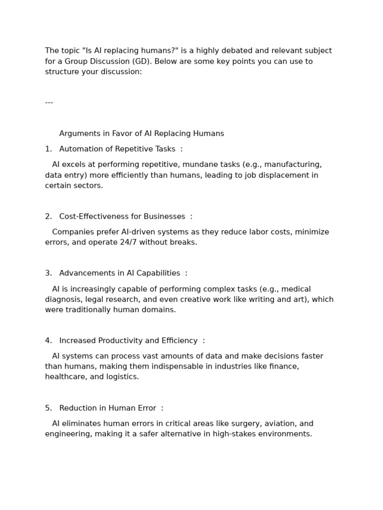 AI Replacing Humans | PDF | Artificial Intelligence | Intelligence (AI ...
