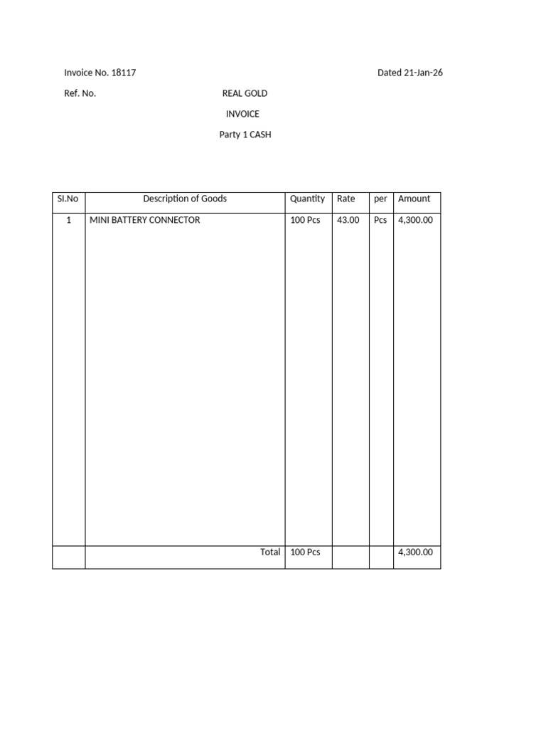 Invoice for Mini Battery Connectors | PDF