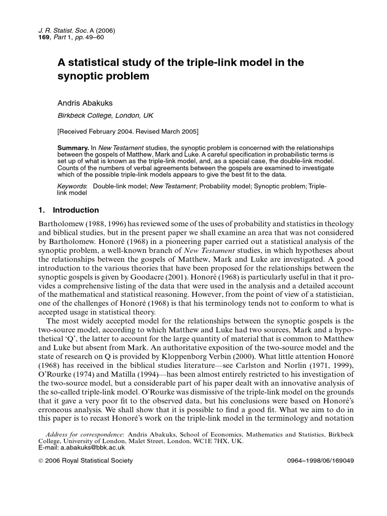 2006 A statistical study of the triple-link model in the synoptic ...