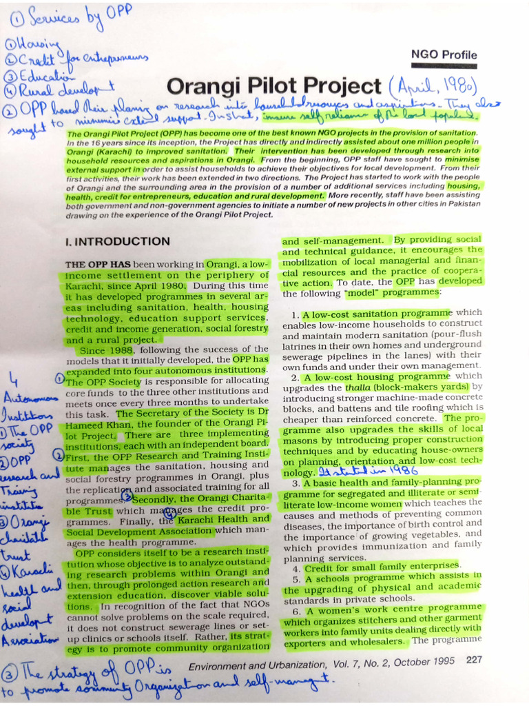 12 Orangi Pilot Project (Notes) | PDF