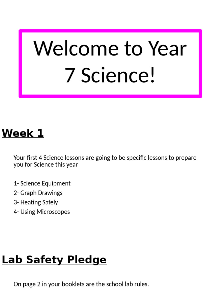 Year 7 Science: Lab Equipment & Safety | PDF