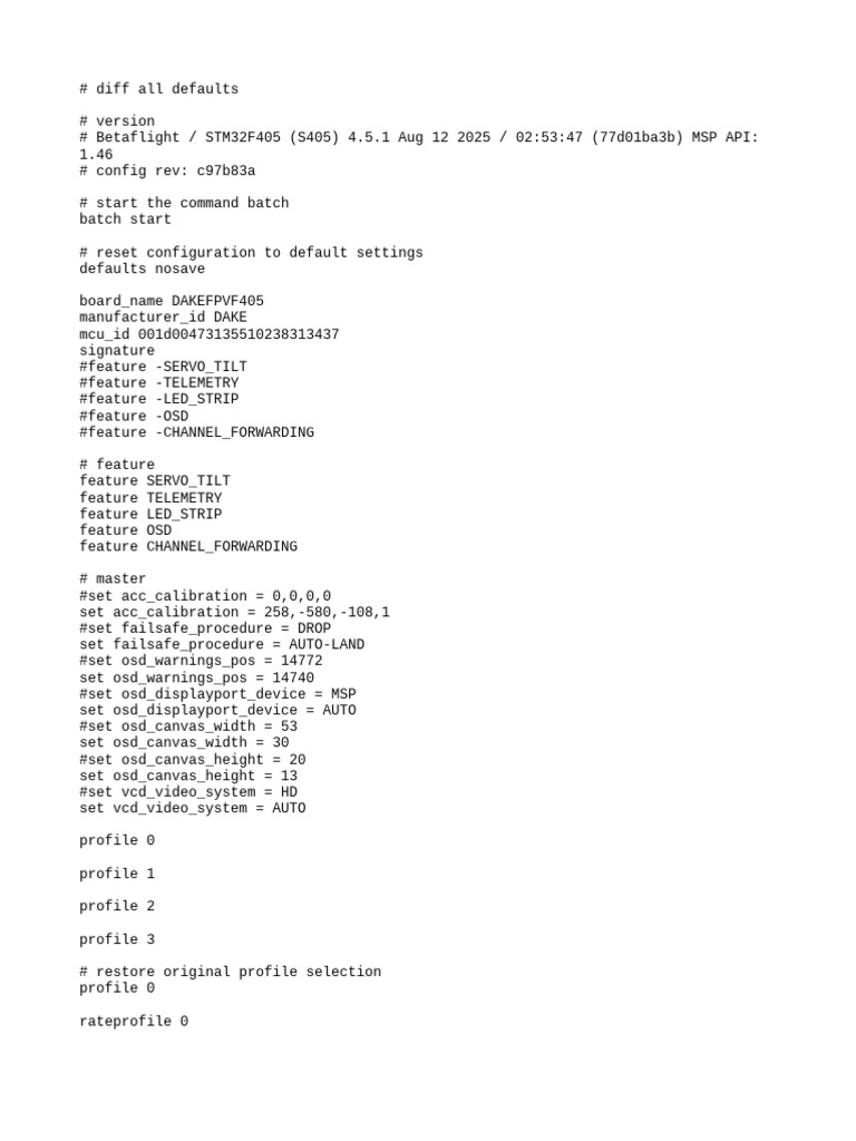 Betaflight STM32F405 Default Config | PDF