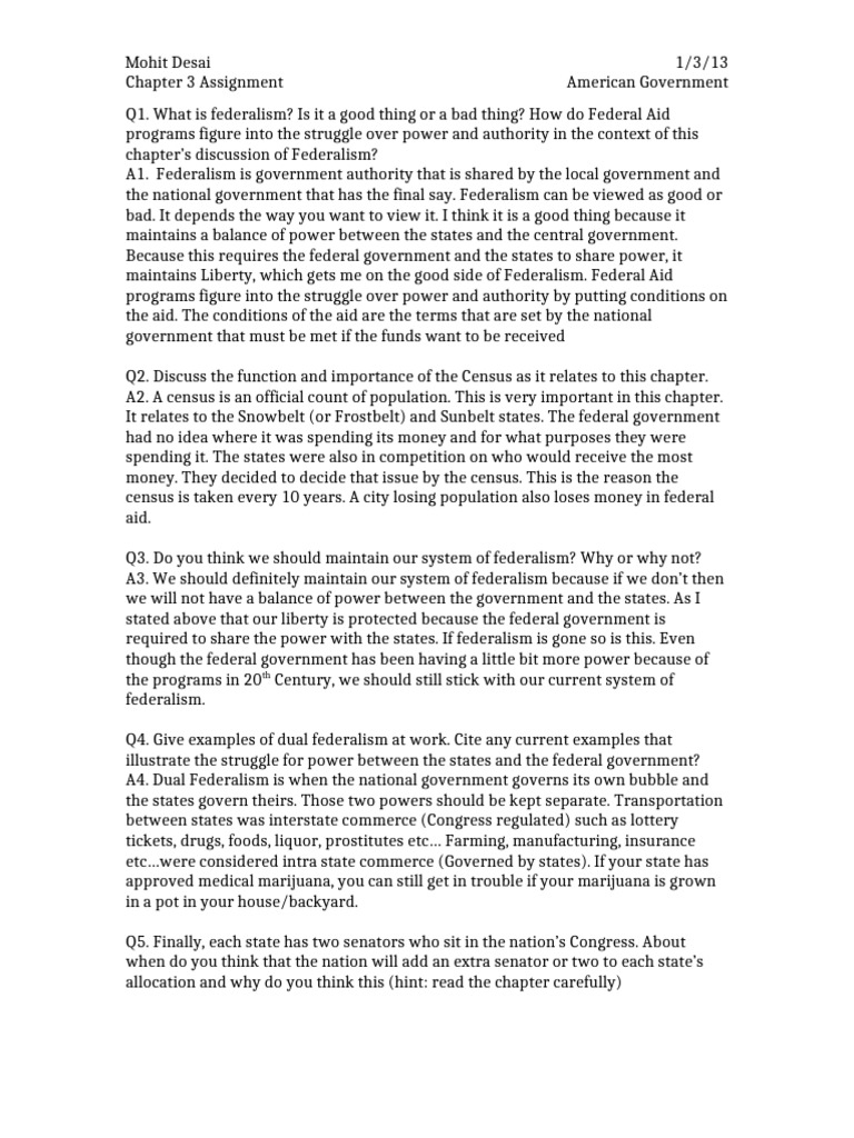 American Government - Assingment 3 | PDF