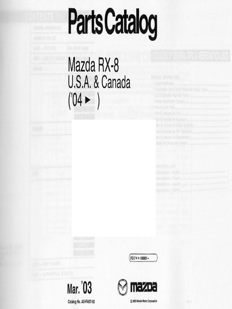 Mazda RX-8 Parts Catalog 2004+ | PDF | Motor Vehicle | Car