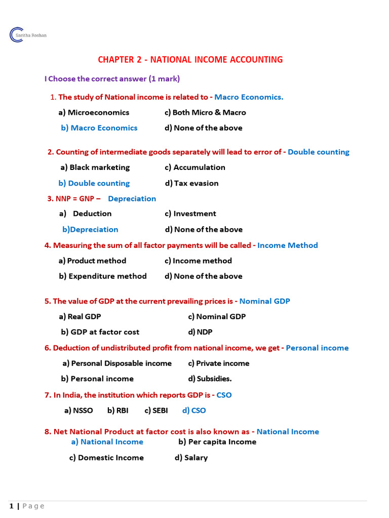 Chapter 2 - National Income 2025 | PDF | Gross Domestic Product ...