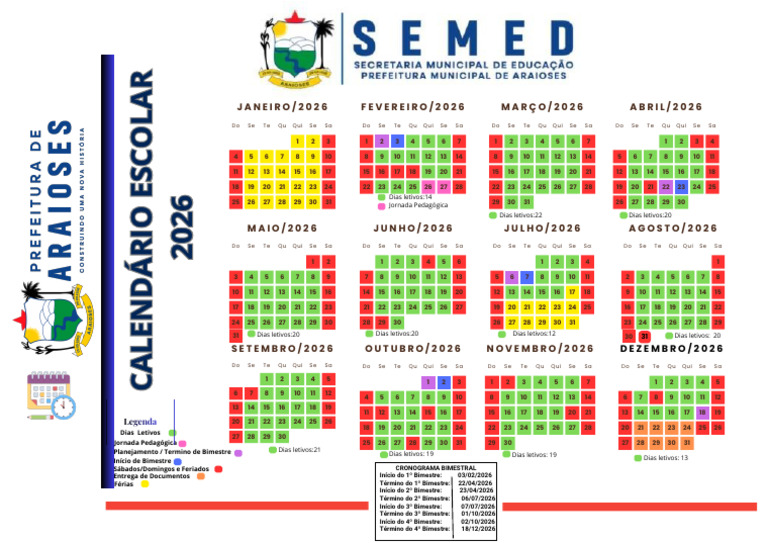 Calendário Escolar 2026 Detalhado | PDF