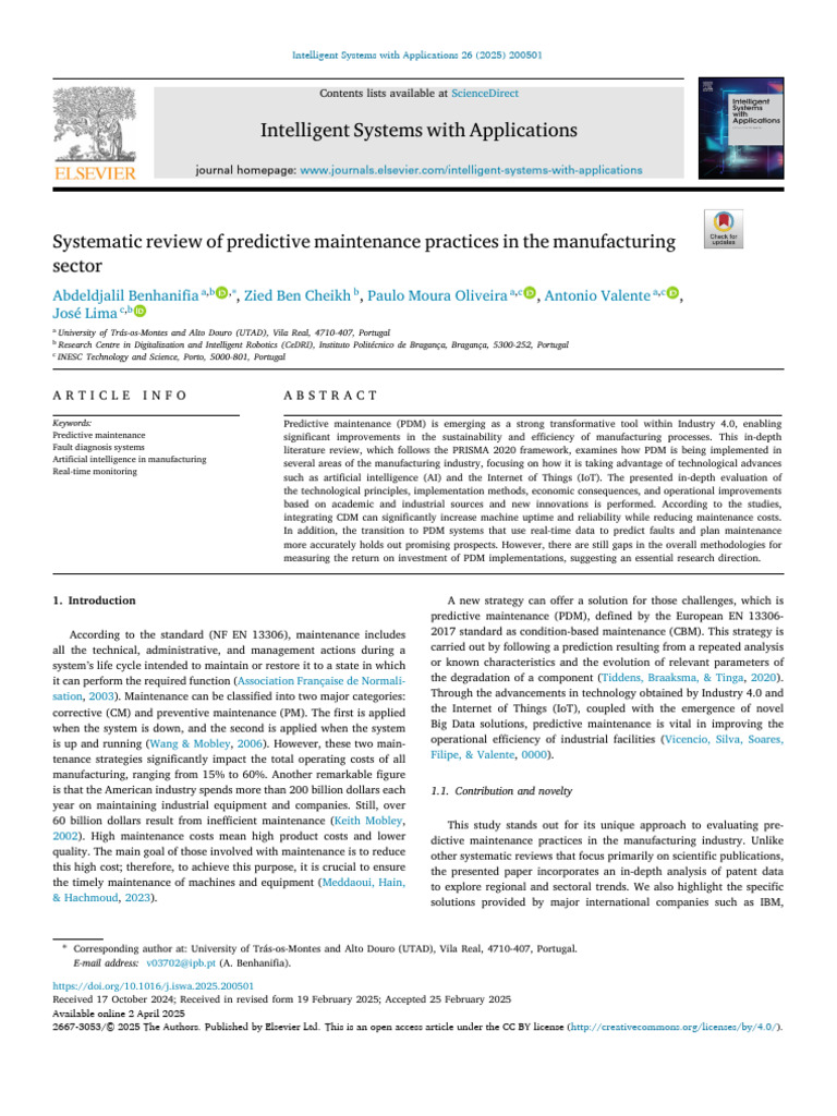 Predictive Maintenance in Manufacturing | PDF | Systematic Review ...