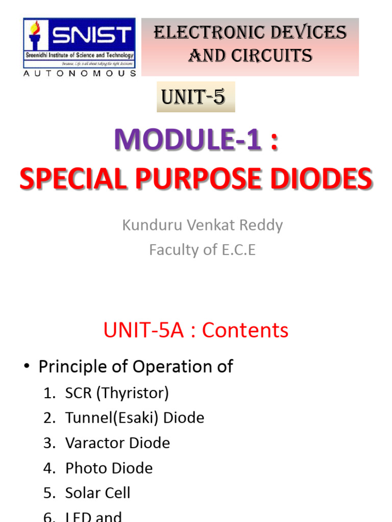 Edc Unit-5 m1 Special Purpose Diodes - Cse Sp | PDF | Diode | P–N Junction