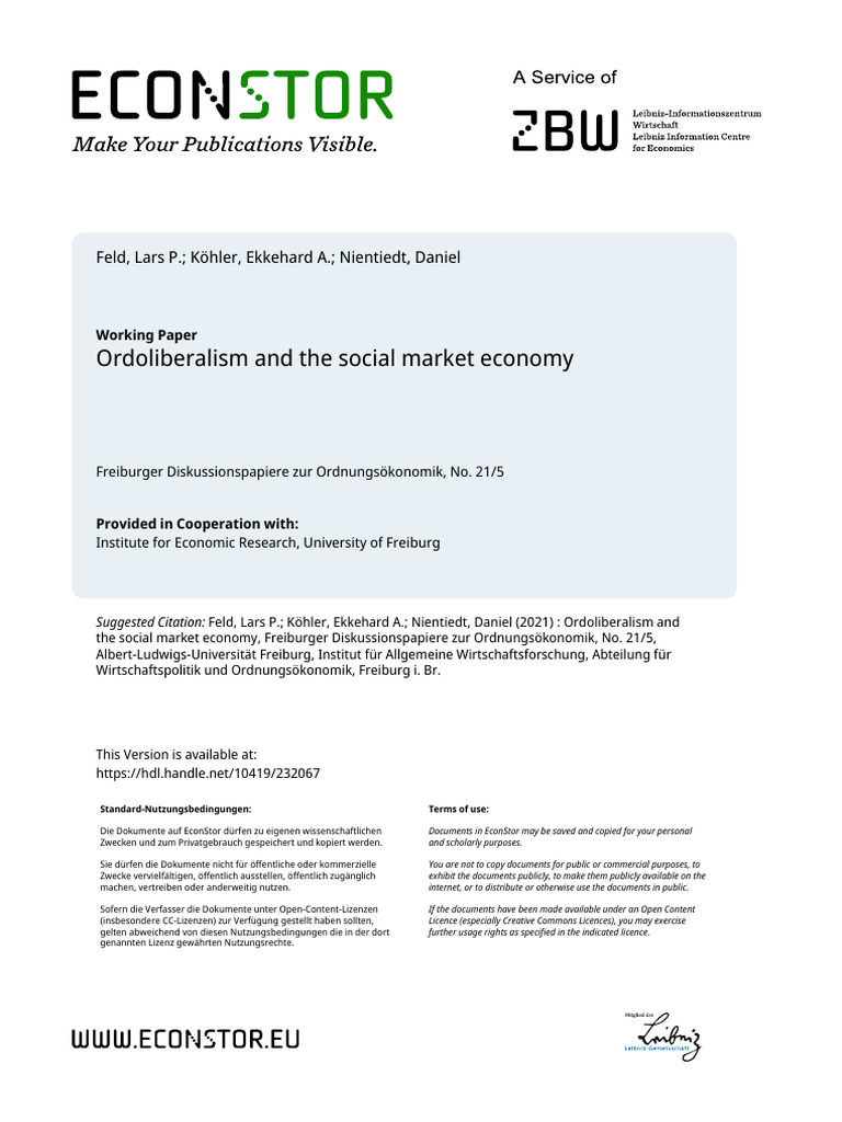 Ordoliberalism and Social Market Economy | PDF | Neoliberalism | Economics