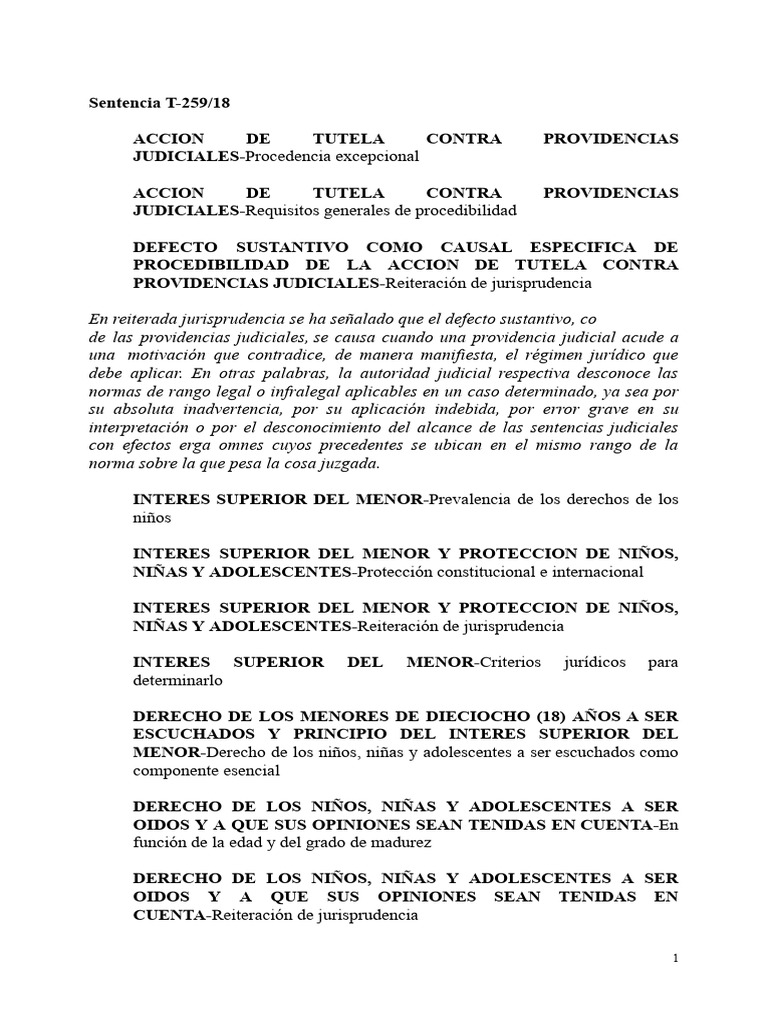 T-259-18 | PDF | Adopción | Caso de ley