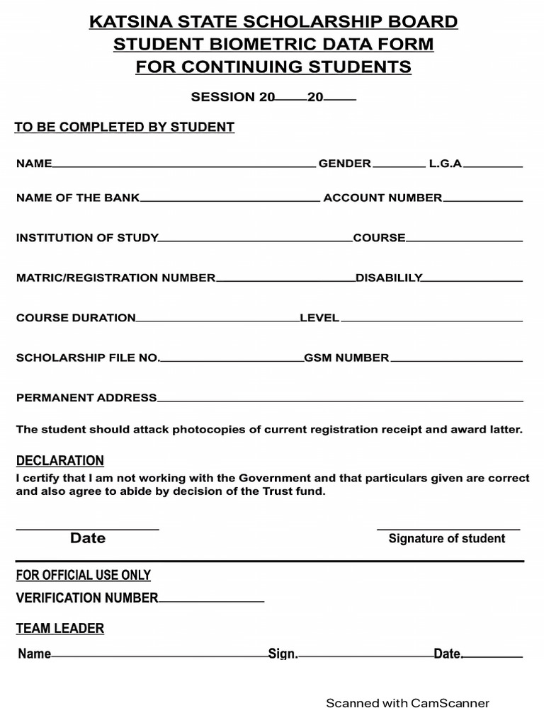 Biometric Data Form | PDF