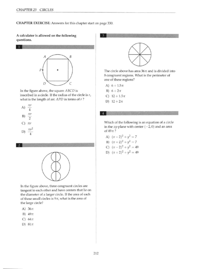 Circle Geometry Problems and Solutions | PDF | Circle | Area