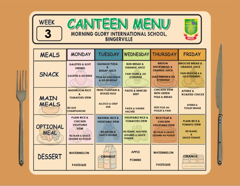 Canteen Menu 2ND Term Week 3 Jan 19-23 2026 | PDF