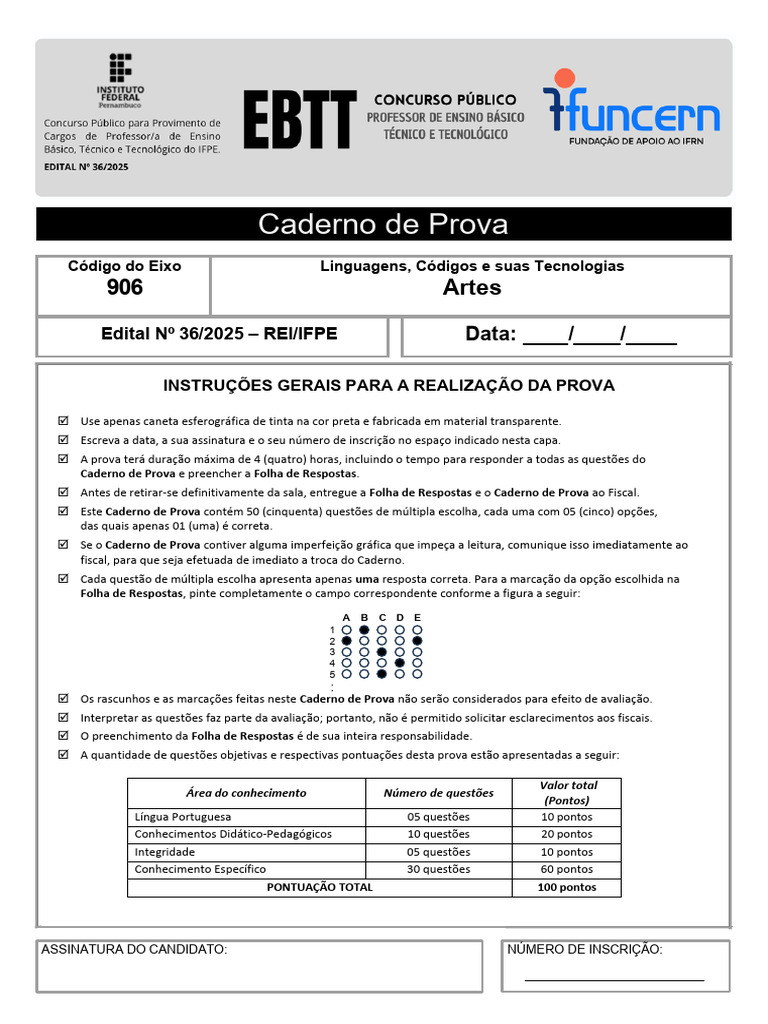 Instruções para Prova do IFPE 2025 | PDF | Pedagogia | Desenvolvimento ...