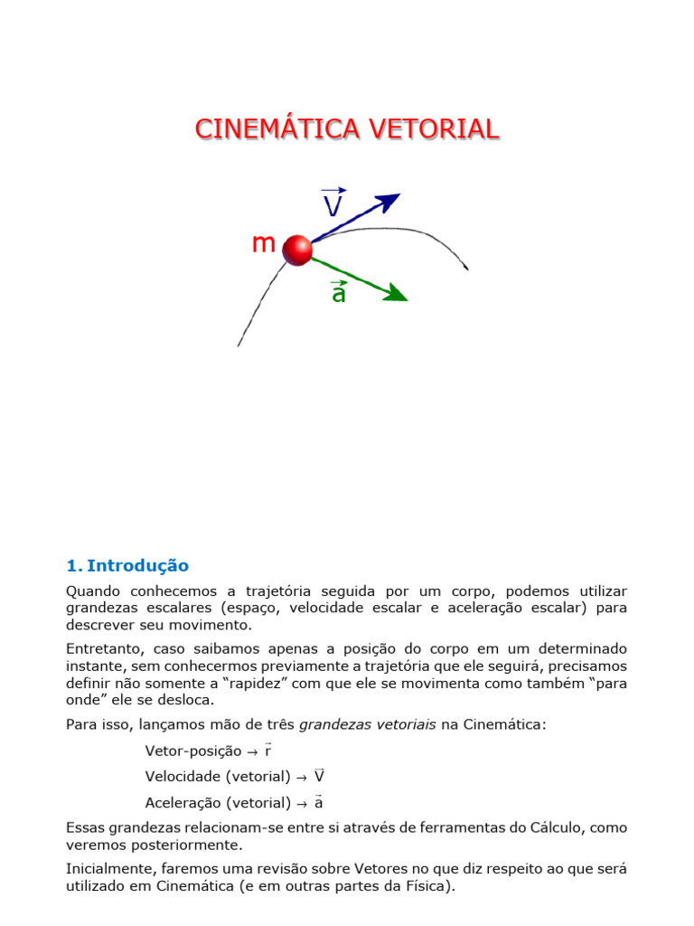 Cinemática Vetorial: Conceitos e Aplicações | PDF | Vetor euclidiano ...