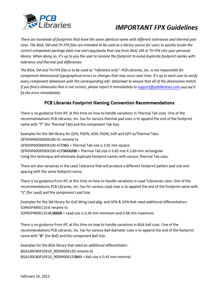 FPX Footprint Naming Guidelines | PDF | Computing