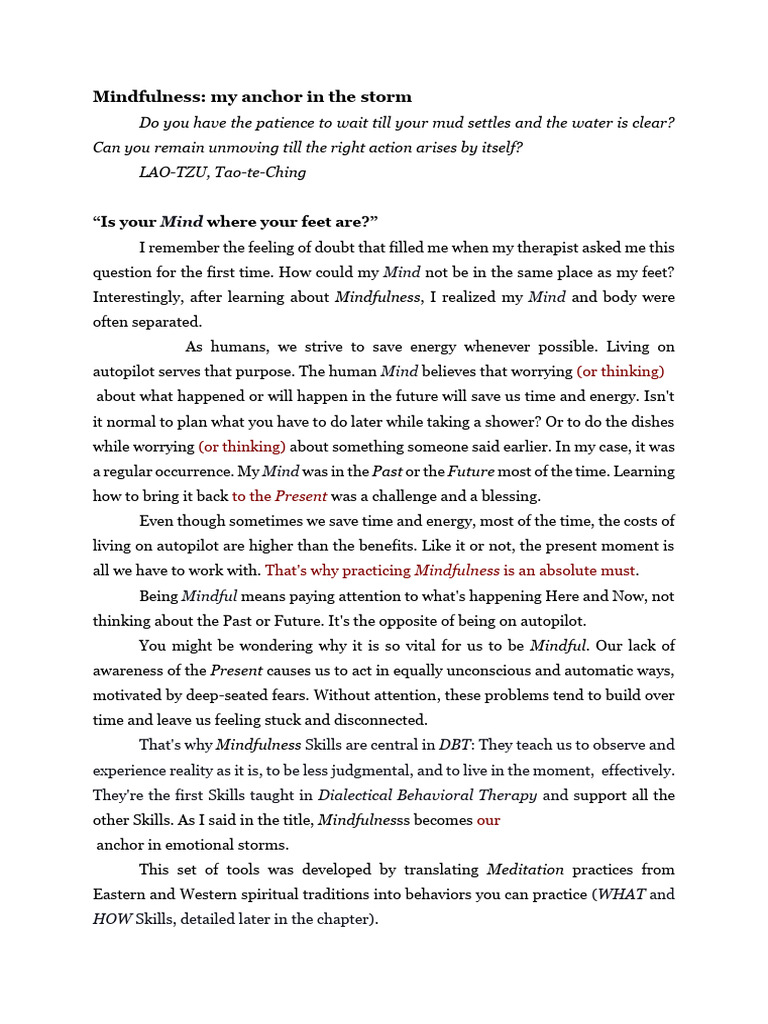 1. Mindfulness_chapter 2 Draft - Sample | PDF | Mindfulness ...
