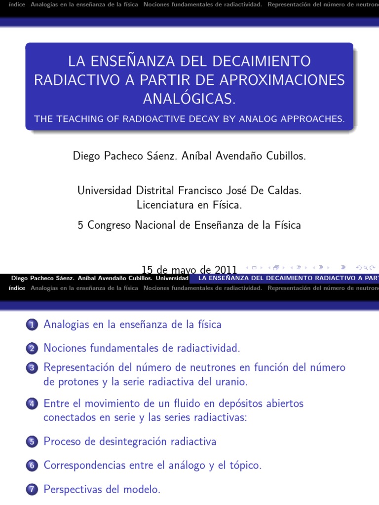 decaimiento radiactivo a partir de aproximaciones
