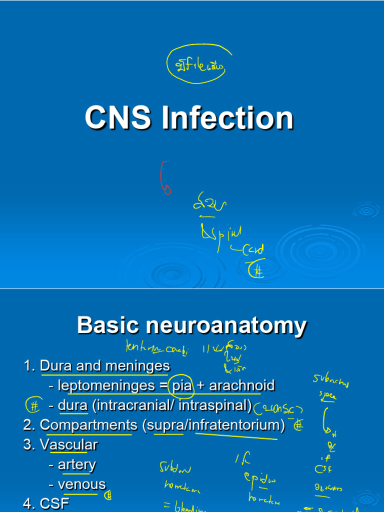 CNS Infection Overview and Management | PDF | Meningitis | Diseases And ...