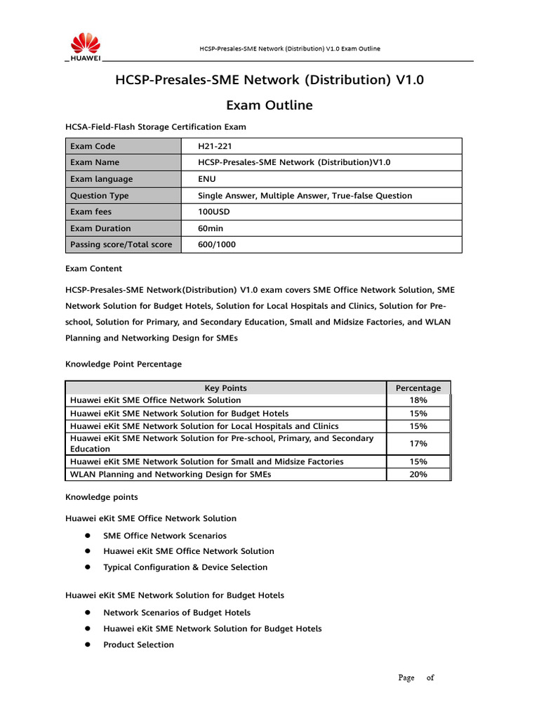 HCSP-Presales-SME Network Exam Guide | PDF