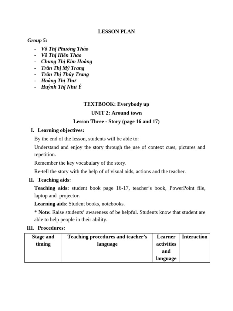 Lesson Plan: Storytelling in Class | PDF | Applied Linguistics ...