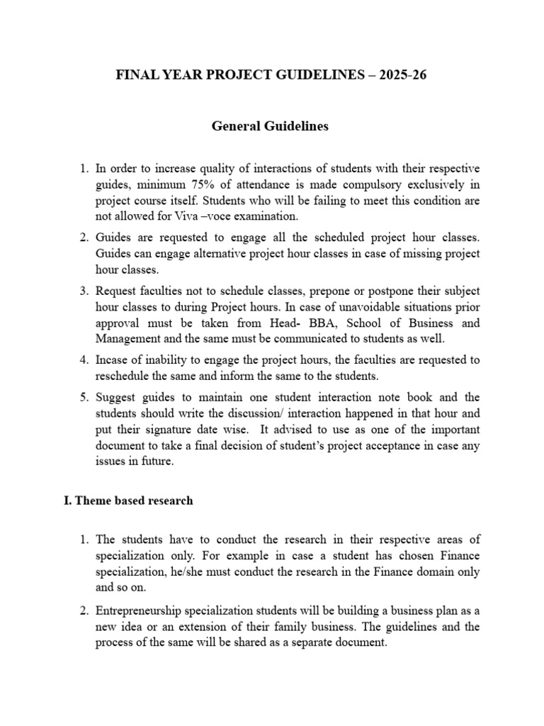 Final Year Project Guidelines 2025-26 | PDF | Evaluation | Scientific ...