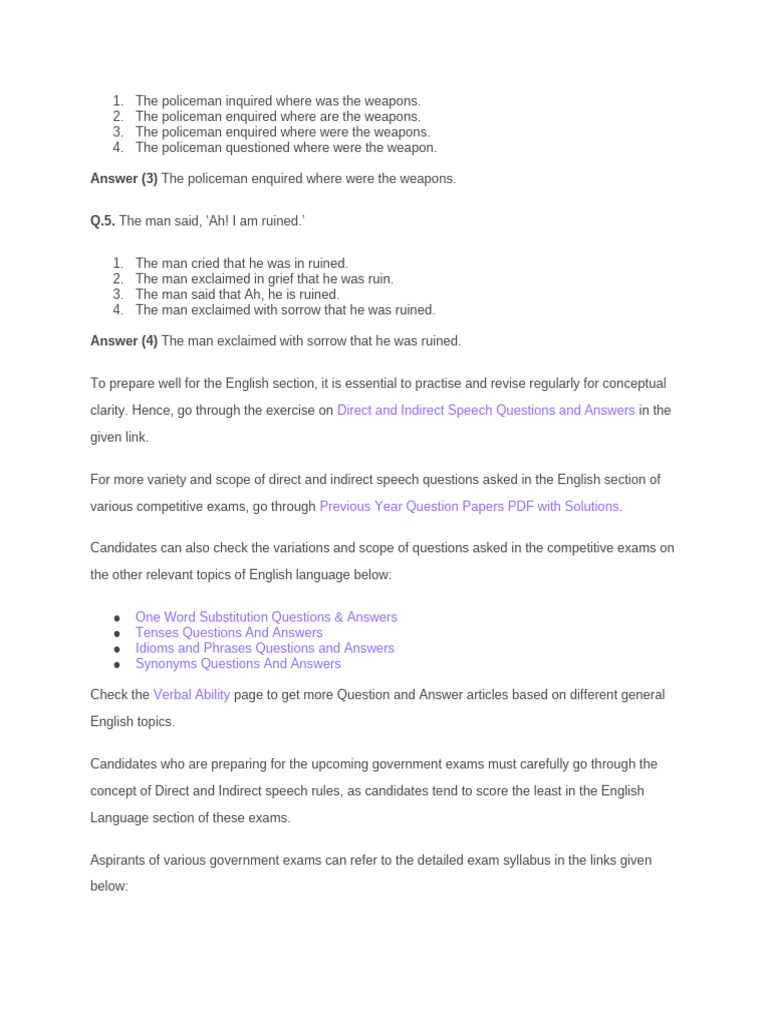 Direct and Indirect Speech Practice Guide | PDF