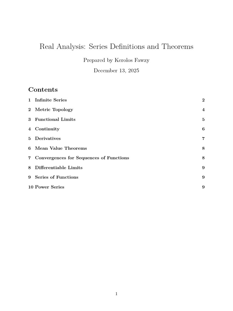 Real Analysis: Series and Limits Explained | PDF | Limit (Mathematics ...
