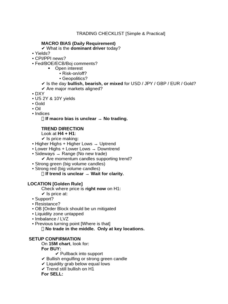 Checklist for Taking Entry | PDF | Market Trend | Trade