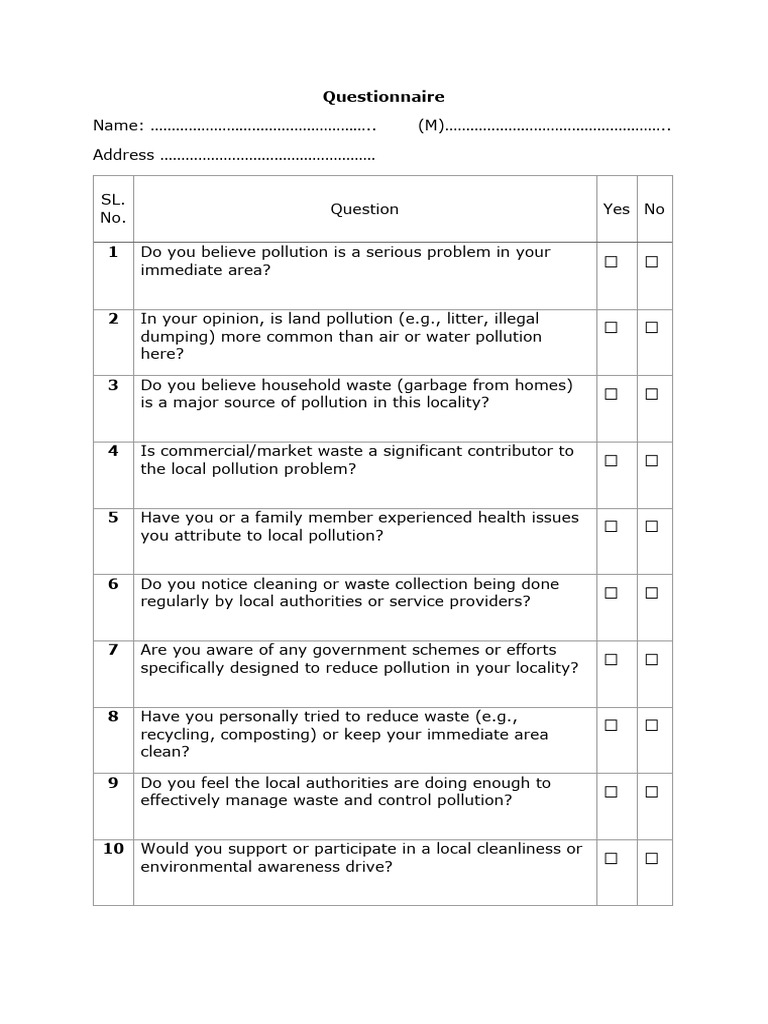 Questionnaire - Copy | PDF
