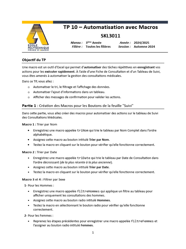 Automatisation des Consultations Médicales avec Macros | PDF | Macro ...