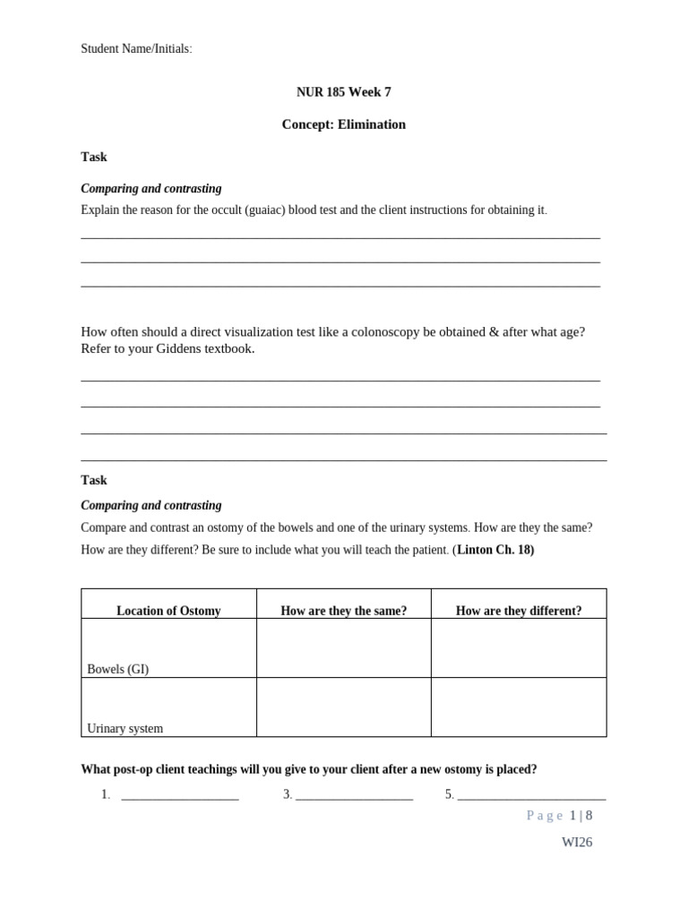 NUR 185 Week 7 Pre-Class Assignment | PDF | Medical Diagnosis | Medical ...