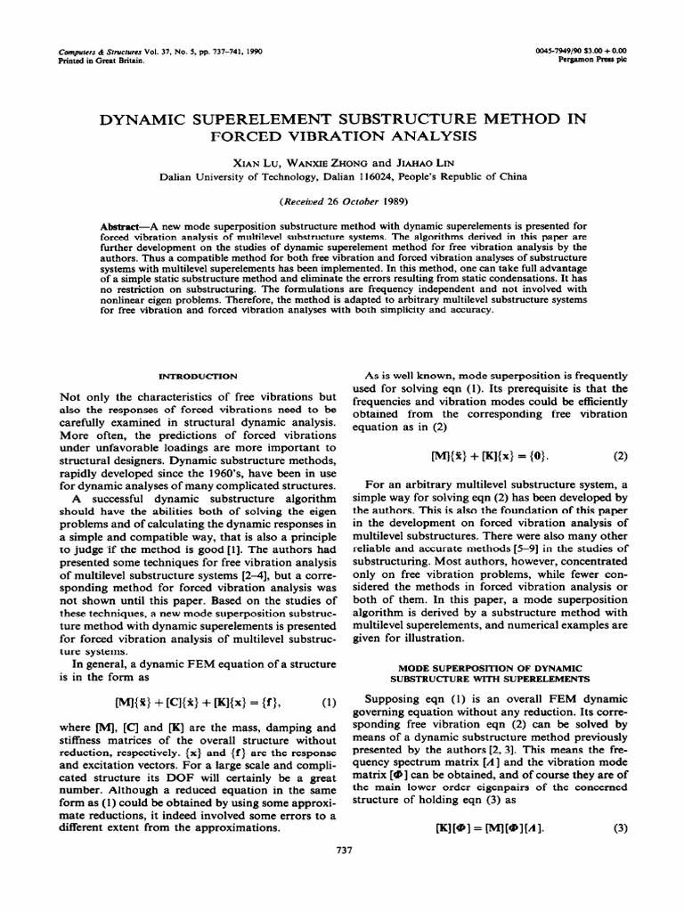 Dynamic Superelement Method for Vibration Analysis | PDF | Matrix ...