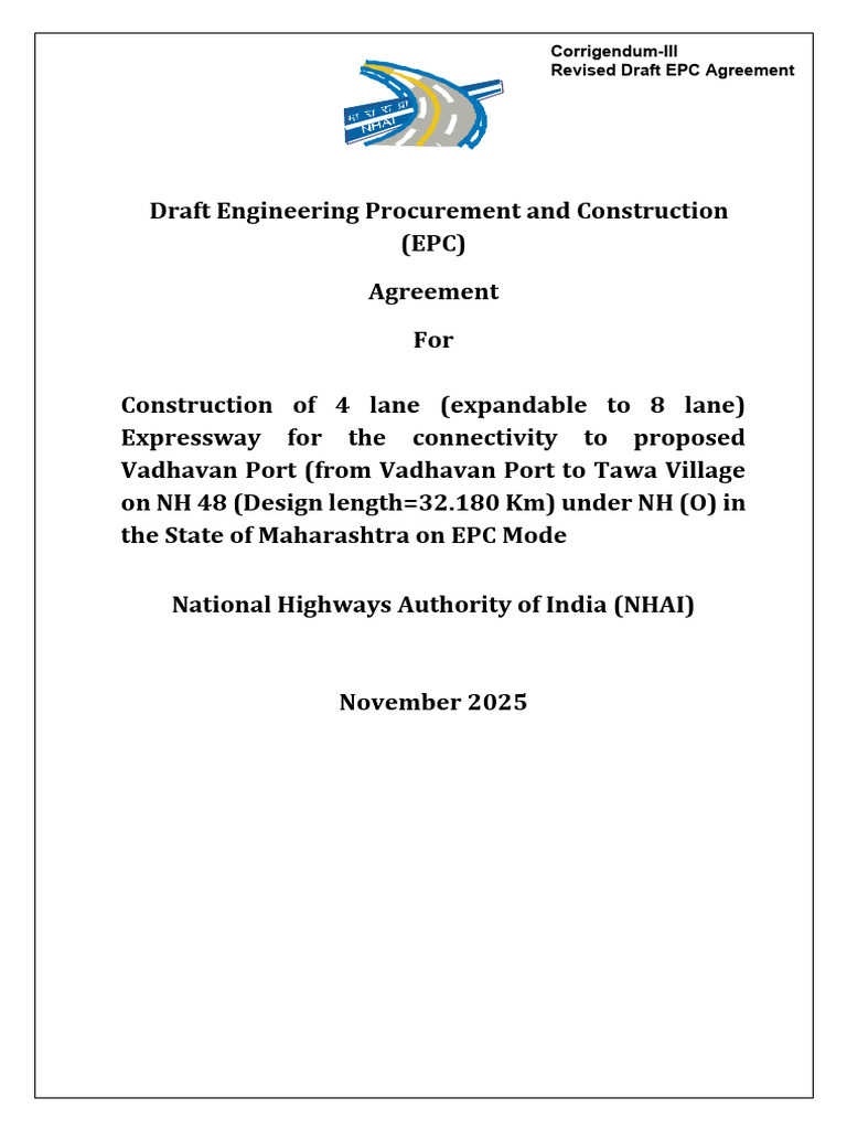 EPC Agreement for Vadhavan Port Expressway | PDF | Request For Proposal ...