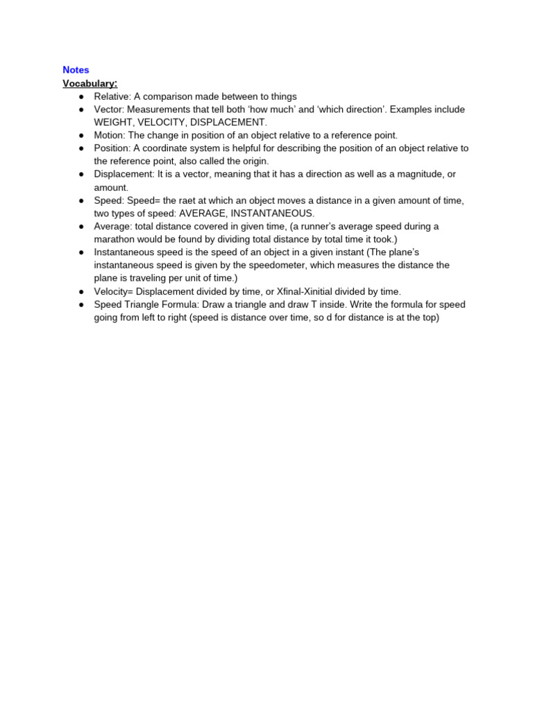 Understanding Motion and Speed Concepts | PDF