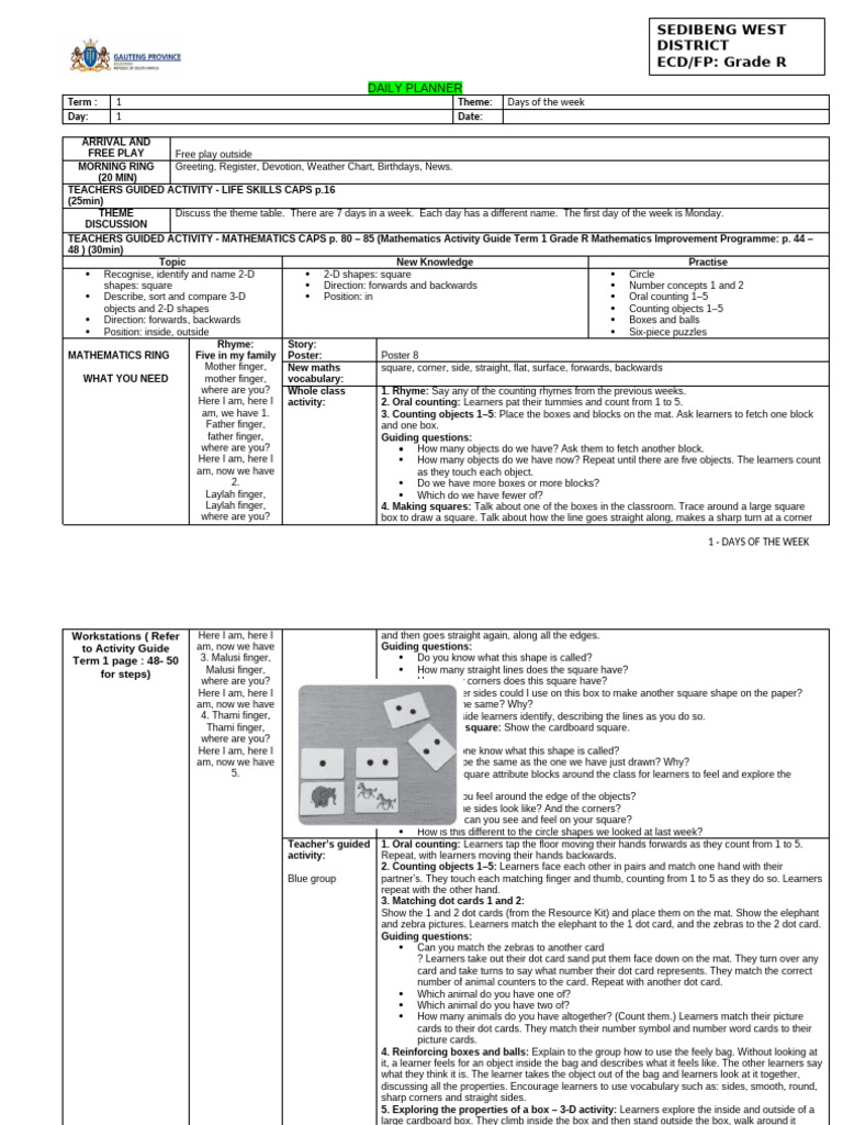 Grade R Daily Planner: Week Themes | PDF | Storytelling | Vocabulary