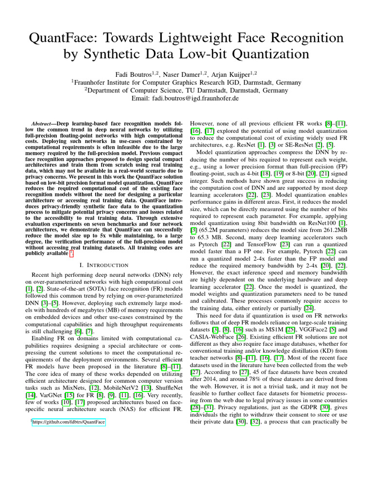 2206.10526v1 QuantFace Towards Lightweight Face Recognition by ...