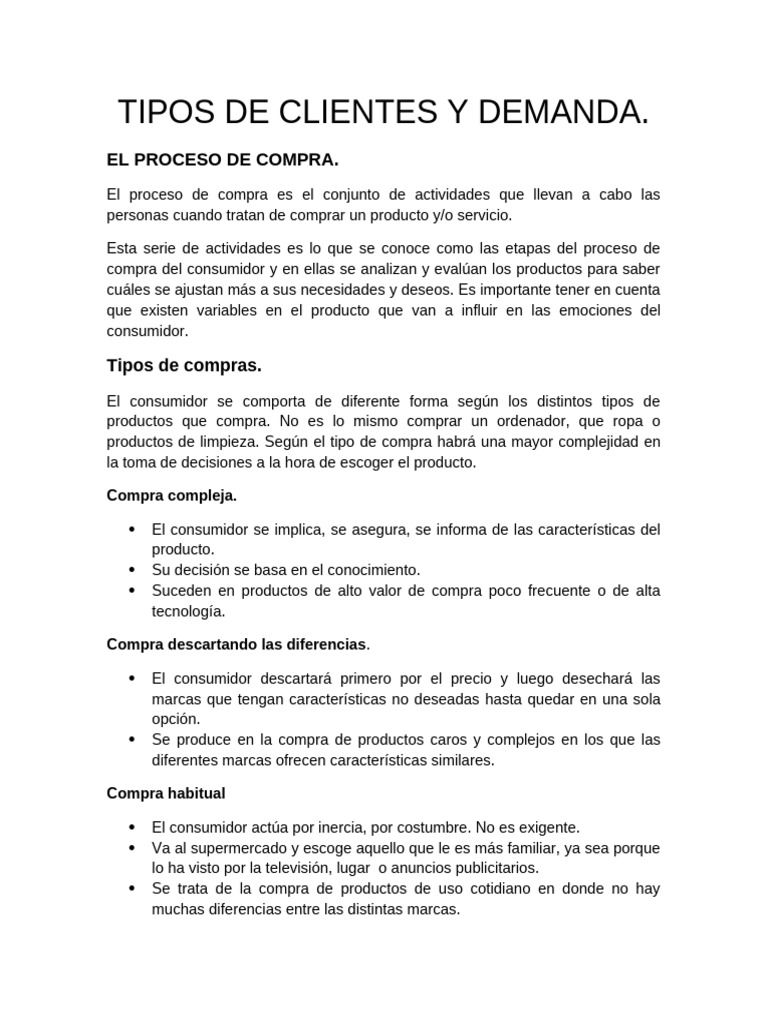 Tipos de Clientes y Proceso de Compra | PDF | Producto (Negocio ...