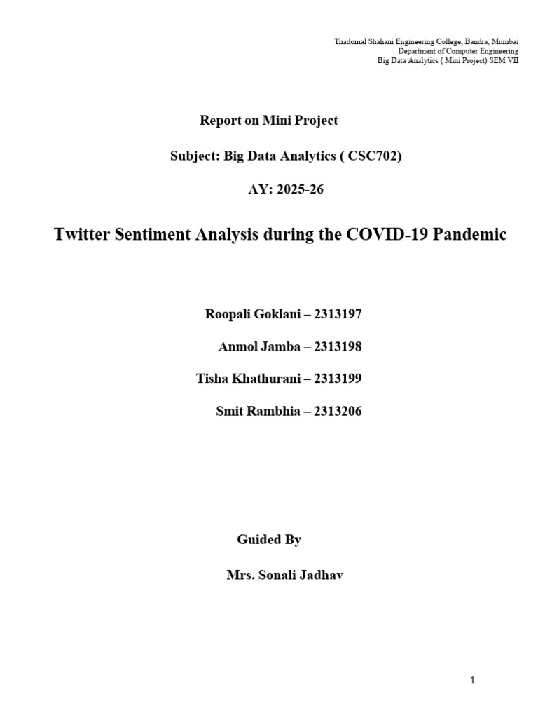 Twitter Sentiment Analysis COVID-19 | PDF | Analytics | Big Data