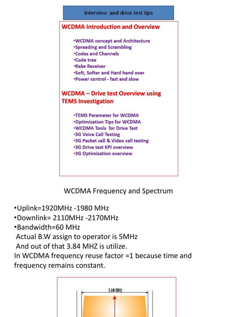 WCDMA Overview and Drive Test Guide | PDF | Bit Rate | Physical Layer ...