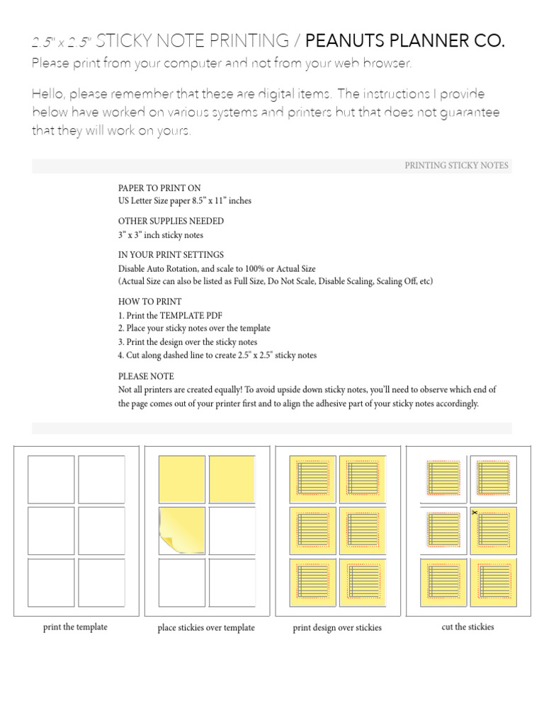 Peanuts Planner Sticky Note Printing | PDF | Printer (Computing) | Design
