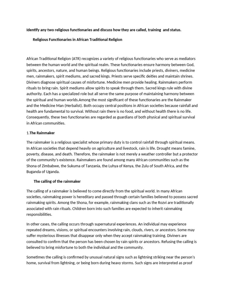 Rainmakers and Medicine Men in ATR | PDF | Rituals | Faith Healing