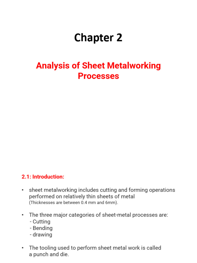 Lecture Notes-Ch. 2-AR | PDF | Sheet Metal | Bending