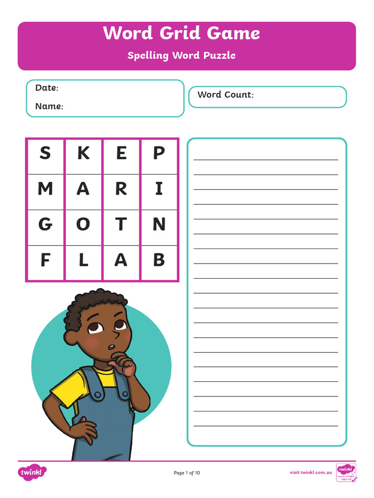 Au l 2549945 Word Grid Game Word Puzzle Worksheets f 2 1 Ver 3 | PDF ...