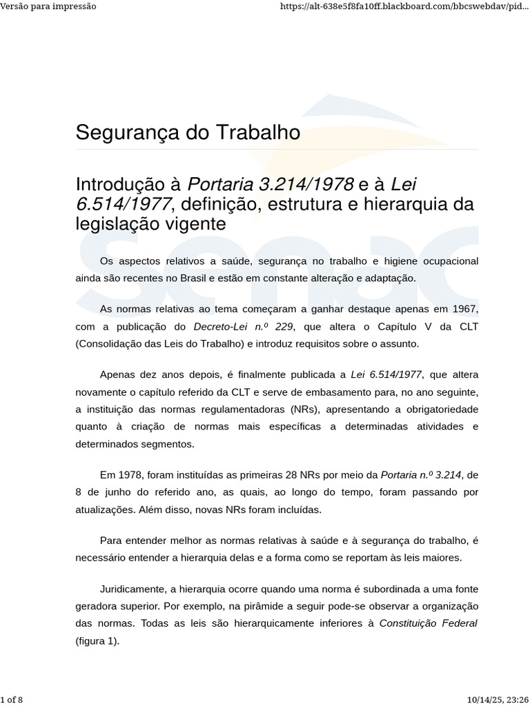 Hierarquia das Normas de Segurança do Trabalho | PDF | Segurança e ...